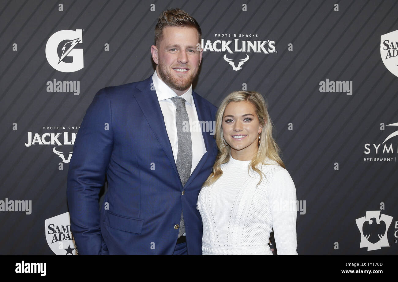 J. J. Watt and Kealia Ohai arrive on the red carpet at the Sports Illustrated 2017 Sportsperson of the Year Show on December 5, 2017 at Barclays Center in New York City.   Photo by John Angelillo/UPI Stock Photo