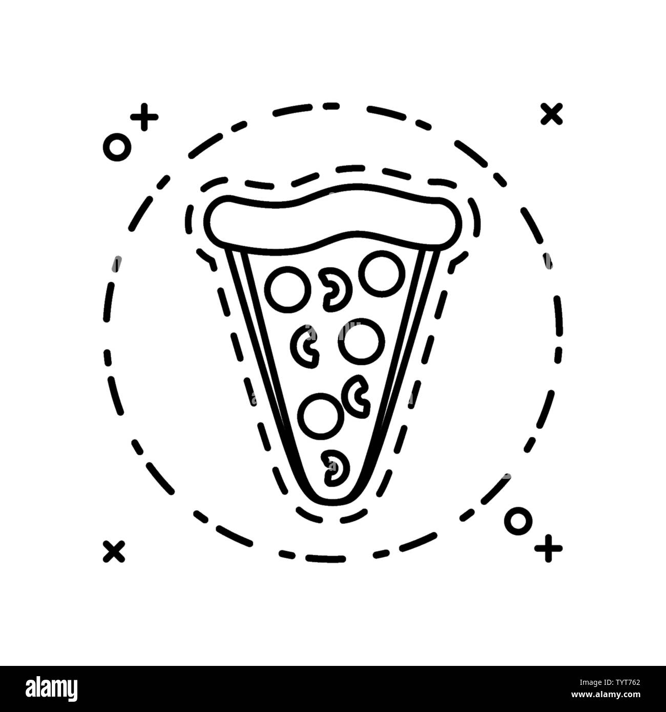 patch of delicious pizza fast food vector illustration design Stock Vector