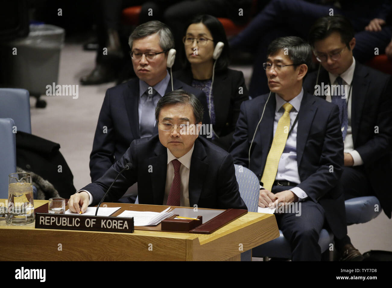 South Korean Vice Minister of Foreign Affairs Cho Hyun listens to ...