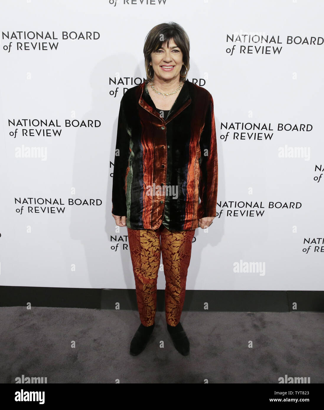 Christiane Amanpour arrives on the red carpet at the National Board of Review Annual Awards Gala at Cipriani 42nd Street in New York City on January 9, 2018. The National Board of Review's awards celebrate excellence in filmmaking with categories that include Best Picture, Best Director, Best Actor and Actress, Best Original and Adapted Screenplay, Breakthrough Performance, and Directorial Debut, as well as signature honors such as the Freedom of Expression.        Photo by John Angelillo/UPI Stock Photo