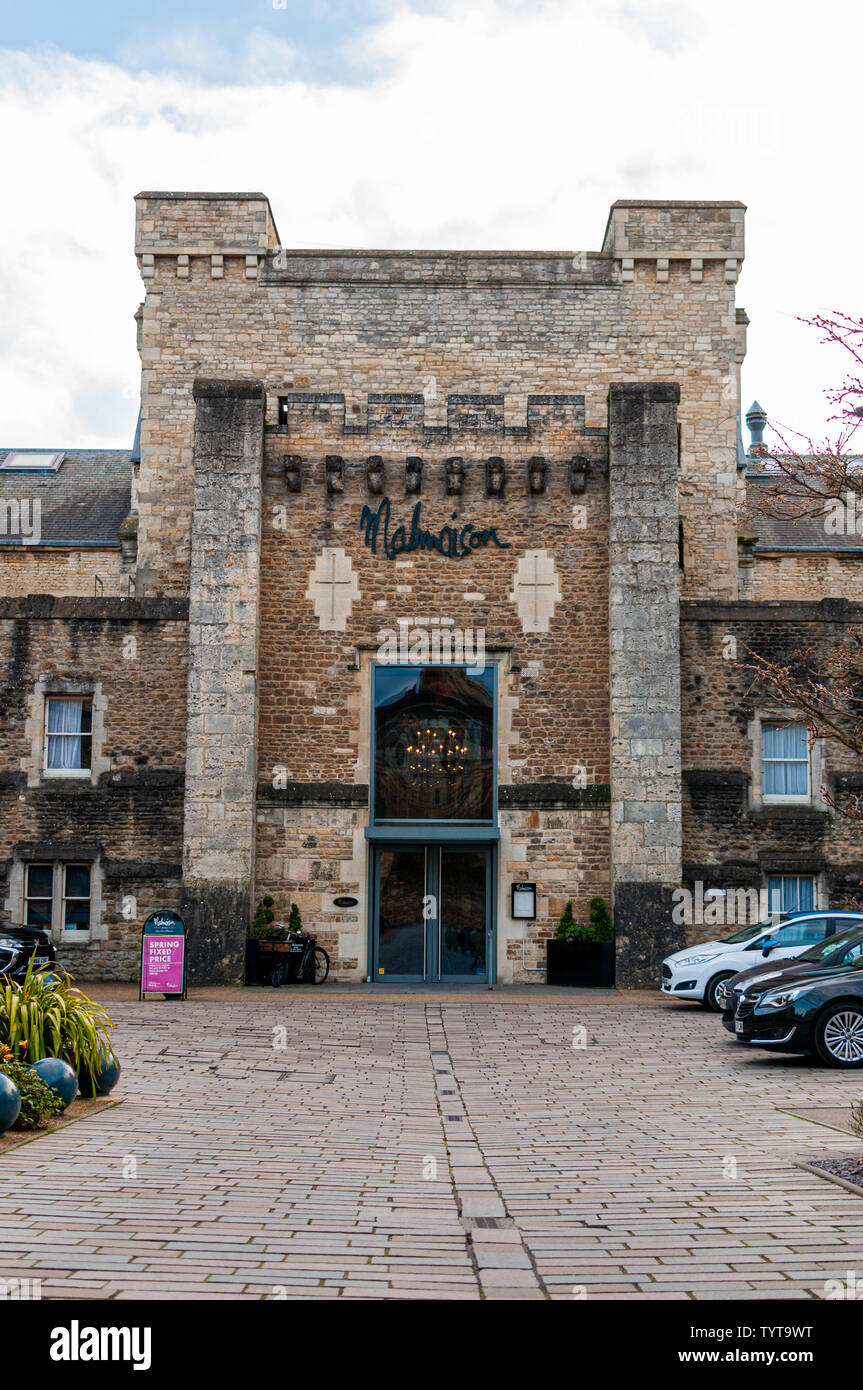 The entrance to the 5 star Malmasion Hotel, Oxford Castle, Oxfordshire Stock Photo