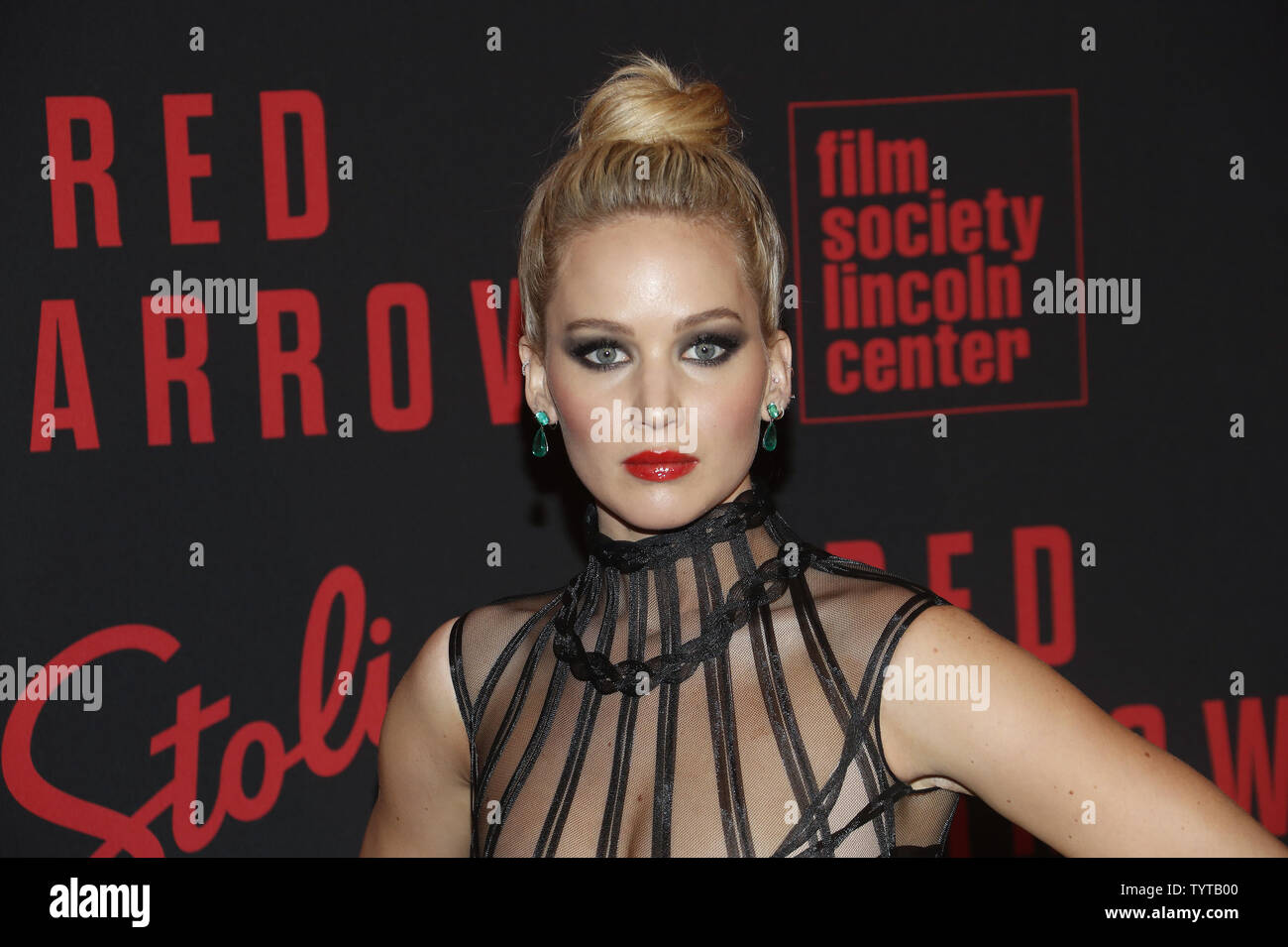 Jennifer Lawrence arrives on red carpet at the Red Sparrow New