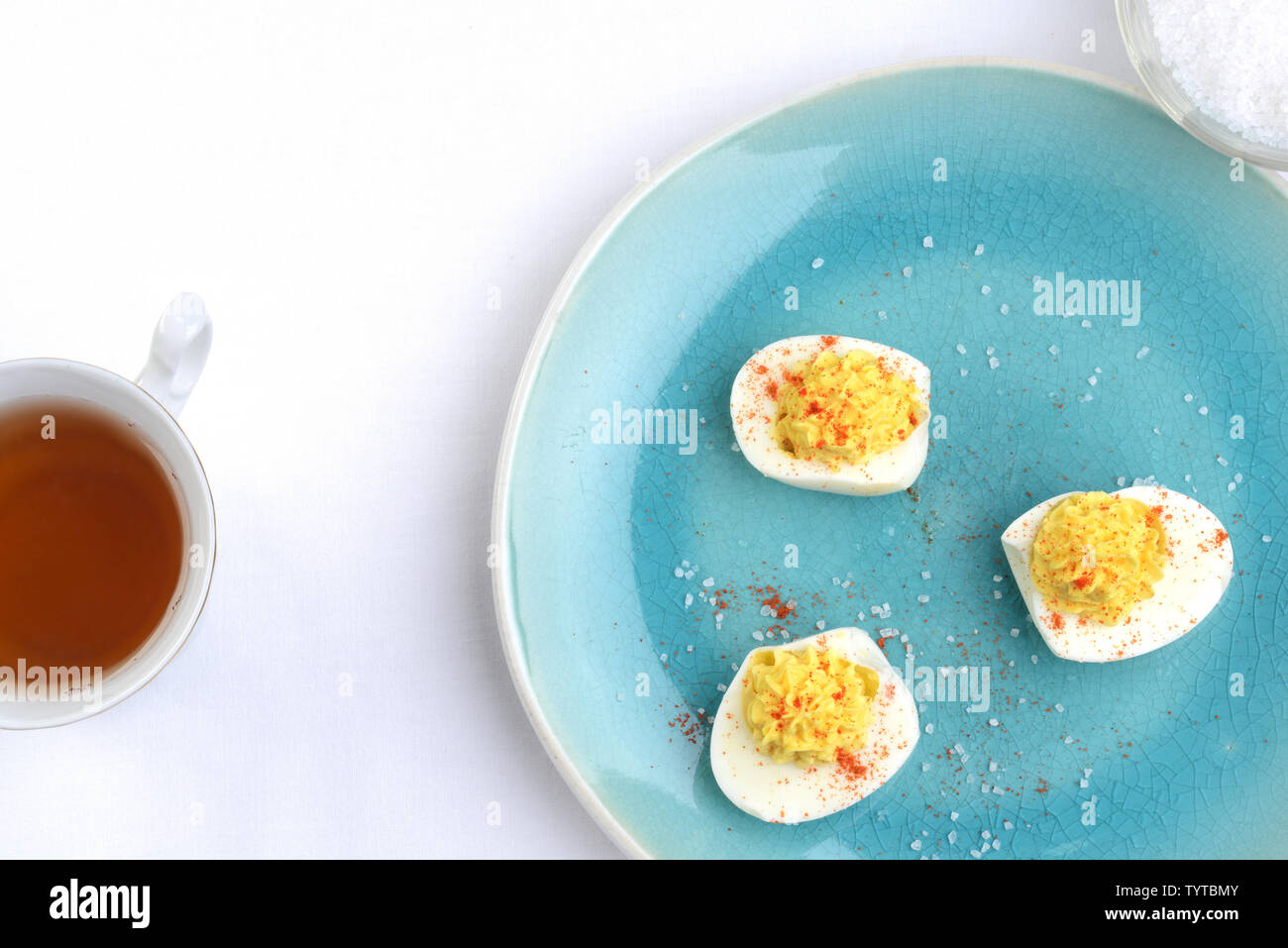 top view deviled eggs Stock Photo