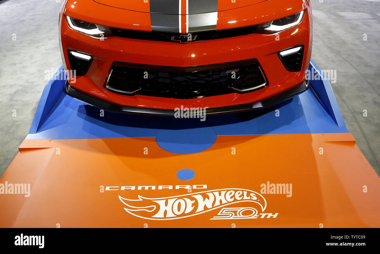 The Camaro Hot Wheels 50th anniversary car is on display at the 2018 New  York International Auto Show at the Jacob K. Javits Convention Center in New  York City on March 28,