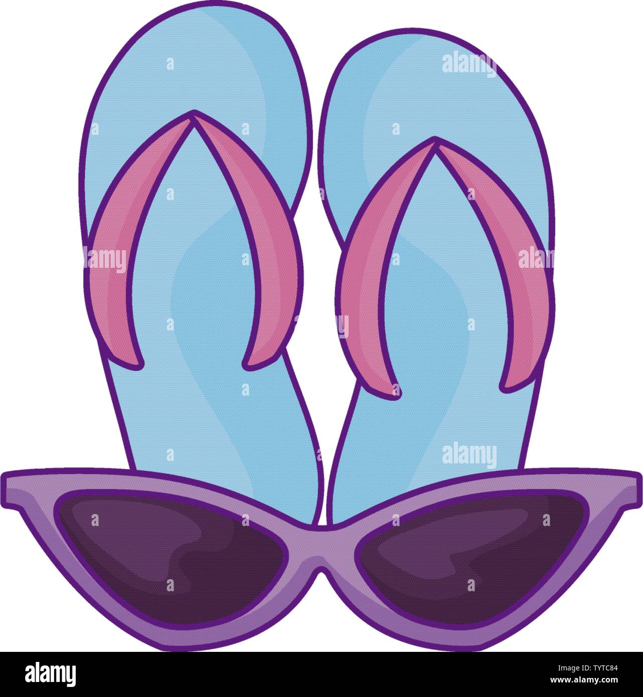 flip flops with sunglasses isolated icon vector illustration design ...