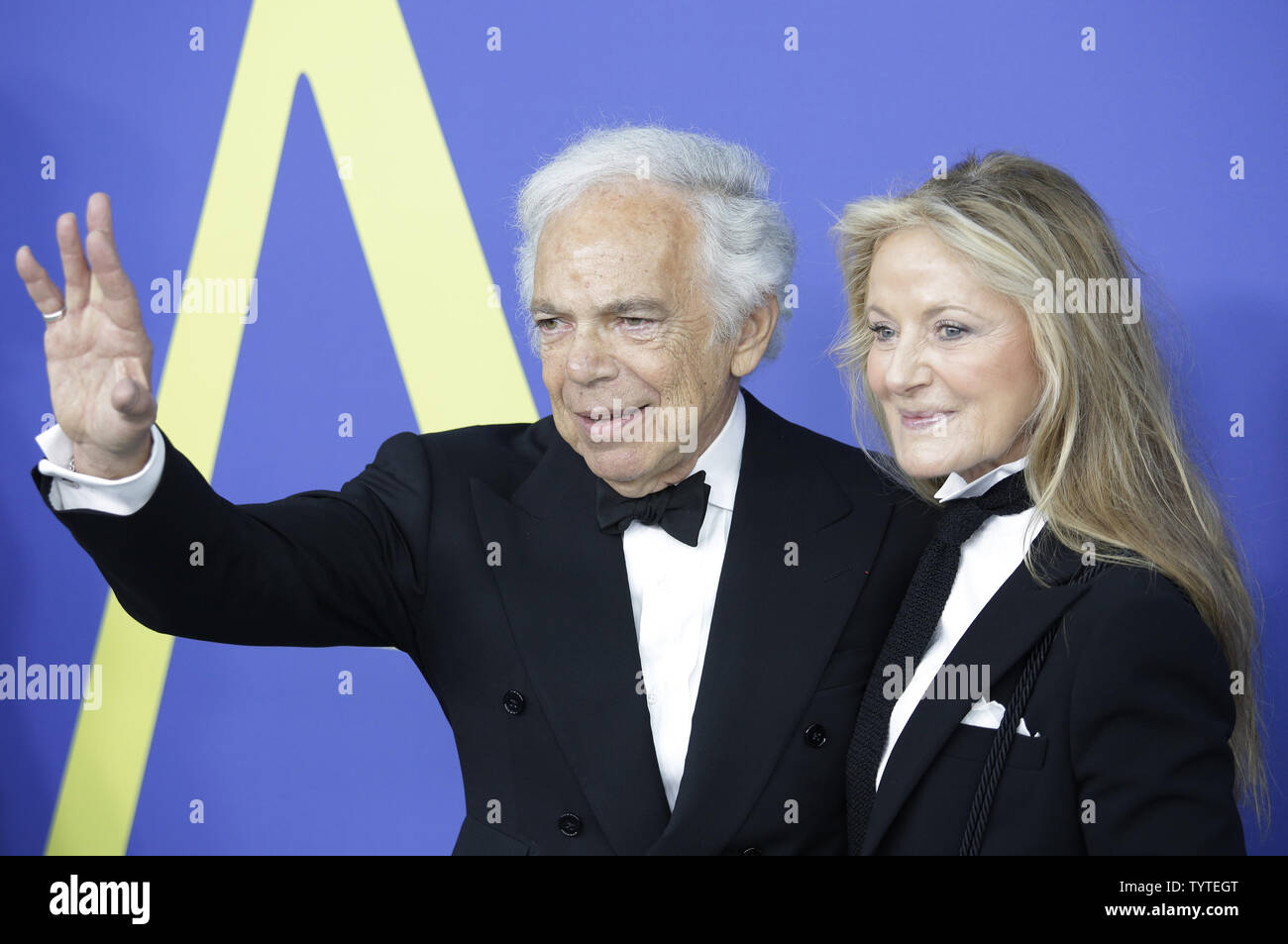 Ralph Lauren and Ricky Anne Loew-Beer arrive on the red carpet at the 2018  CFDA Fashion Awards at Brooklyn Museum on June 4, 2018 in New York City.  Photo by John Angelillo/UPI