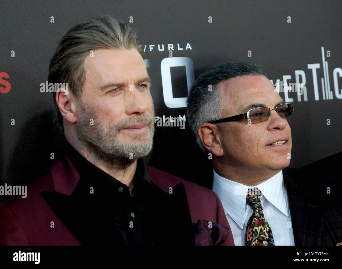 John Travolta and John Gotti arrive on the red carpet at the New York premiere of Gotti in theaters June 15, 2018 on June 14, 2018.     Photo by Dennis Van Tine/UPI Stock Photo