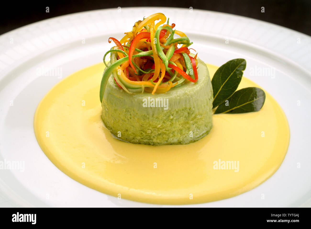 Italian food recipes, Vegetable Flan with fondue cheese Stock Photo Alamy