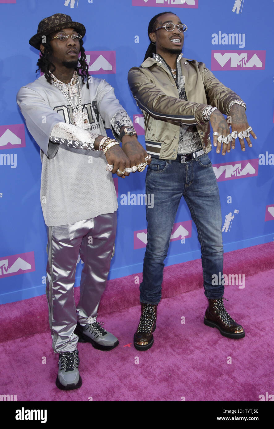 Offset and Quavo arrive on the red carpet at the 35th annual MTV Video Music Awards at Radio City Music Hall in New York City on August 20, 2018.    Photo by Serena Xu-Ning/UPI Stock Photo