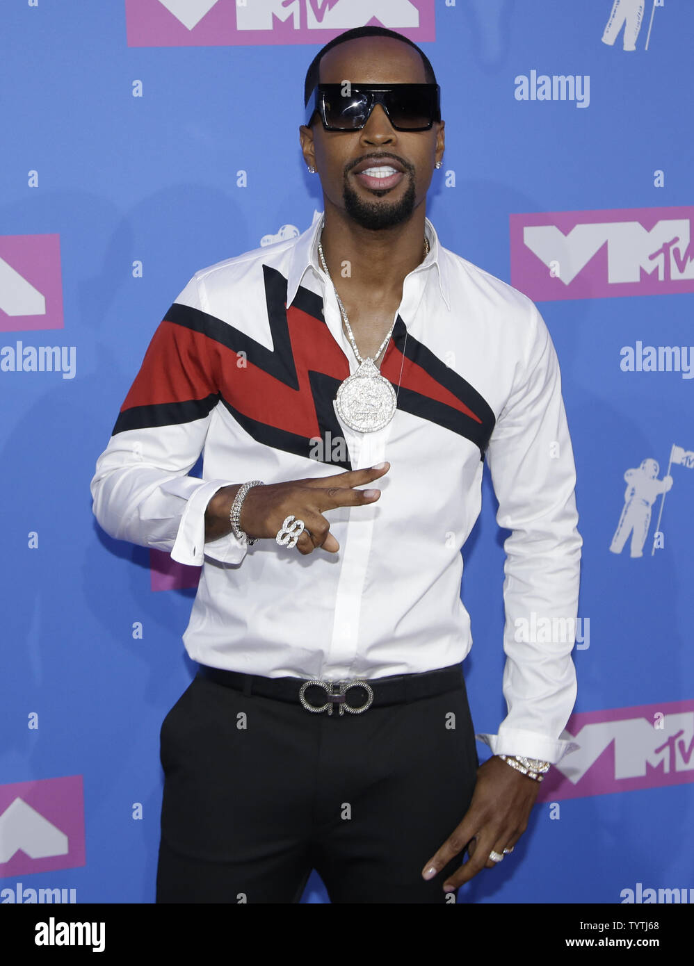 Safaree Samuels arrives on the red carpet at the 35th annual MTV Video Music Awards at Radio City Music Hall in New York City on August 20, 2018.    Photo by Serena Xu-Ning/UPI Stock Photo