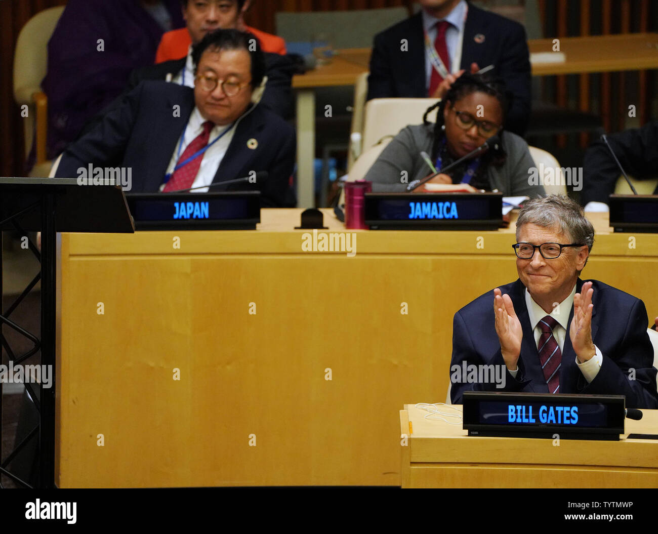 Bill Gates attends the Secretary-General's High Level Meeting on Financing the 2030 Agenda for Sustainable Development during the 73rd General Debate at the United Nations General Assembly at United Nations Headquarters at in New York City on September 24, 2018.    Photo by Jemal Countess/UPI Stock Photo