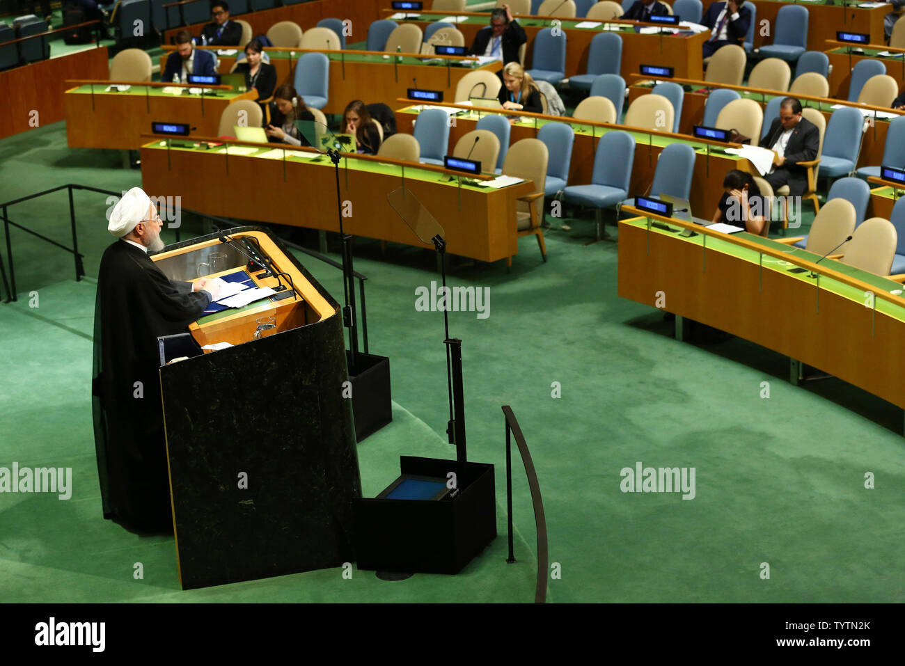 Hassan Rouhani, president of Iran, speaks at the 73rd General Debate at