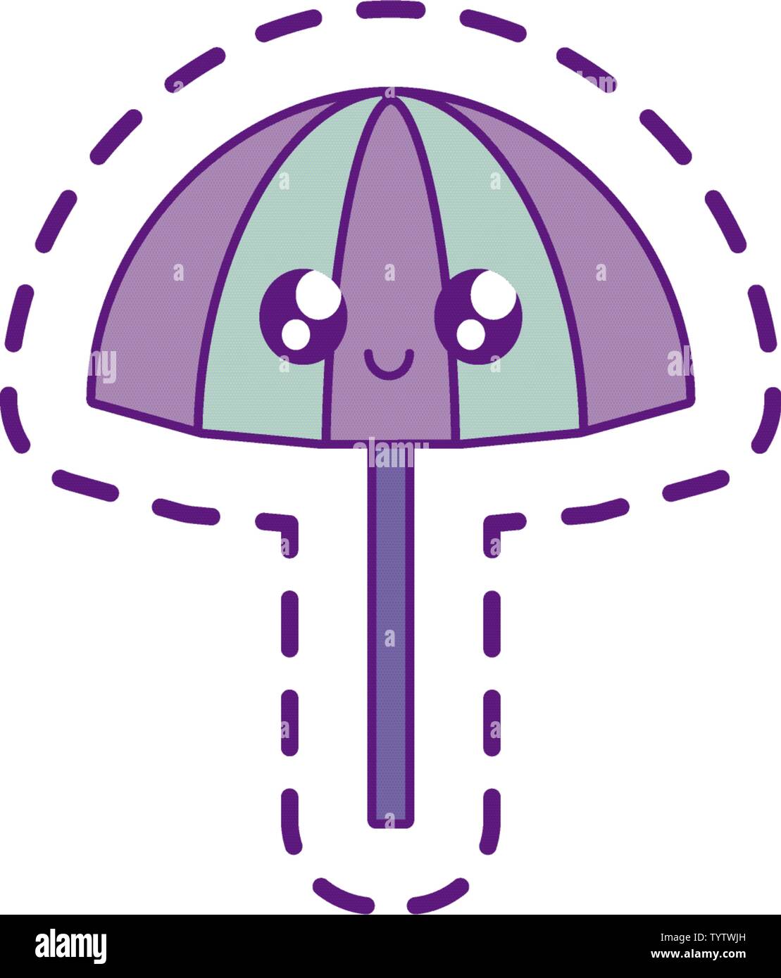 patch of beach umbrella open kawaii vector illustration design Stock