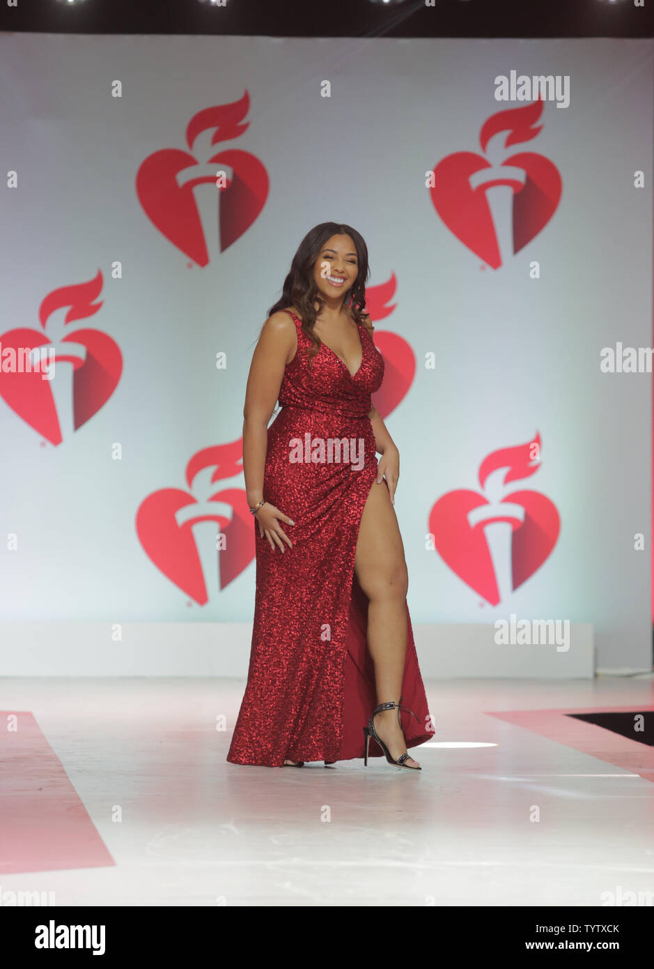 Jordyn Woods walks on the runway at the 15th Annual Red Dress Collection  fashion show on February 7, 2019 in New York City. Photo by Serena  Xu-NingUPI Stock Photo - Alamy