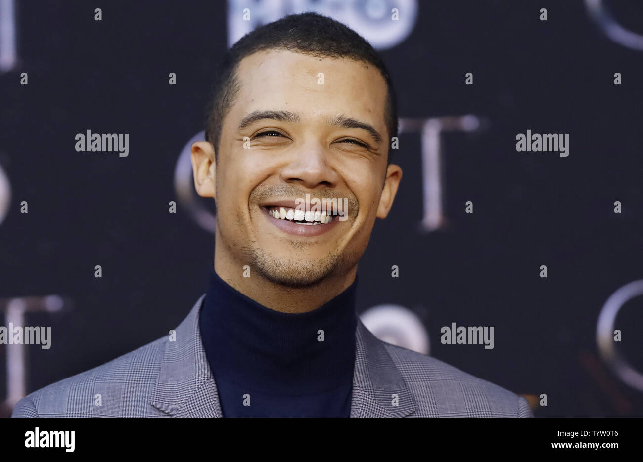 Jacob Anderson arrives on the red carpet at the Season 8 premiere of