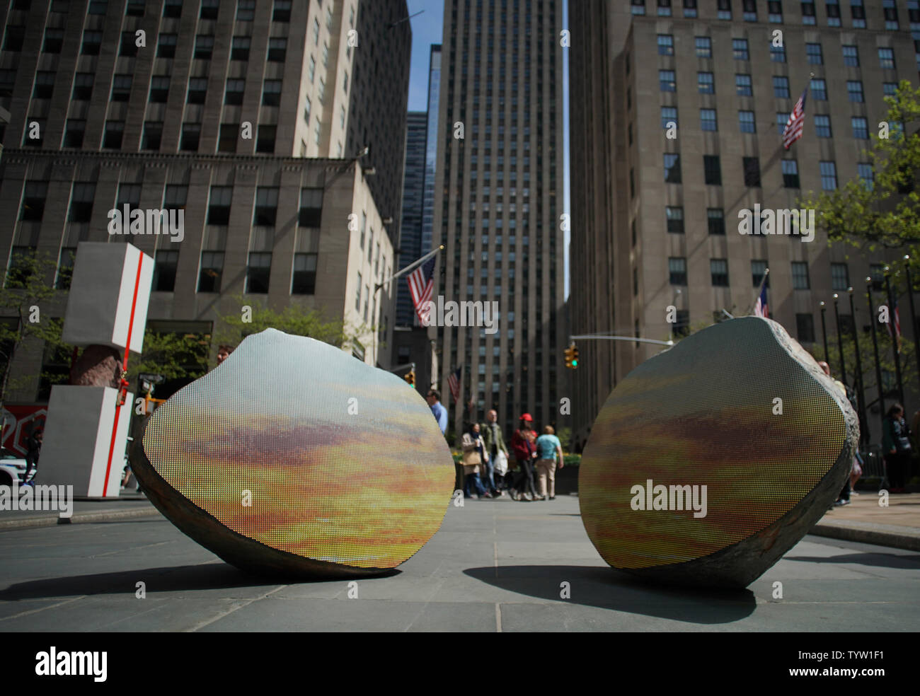 Split Stone (734), 2018 by Sarah Sze is on display at a media preview