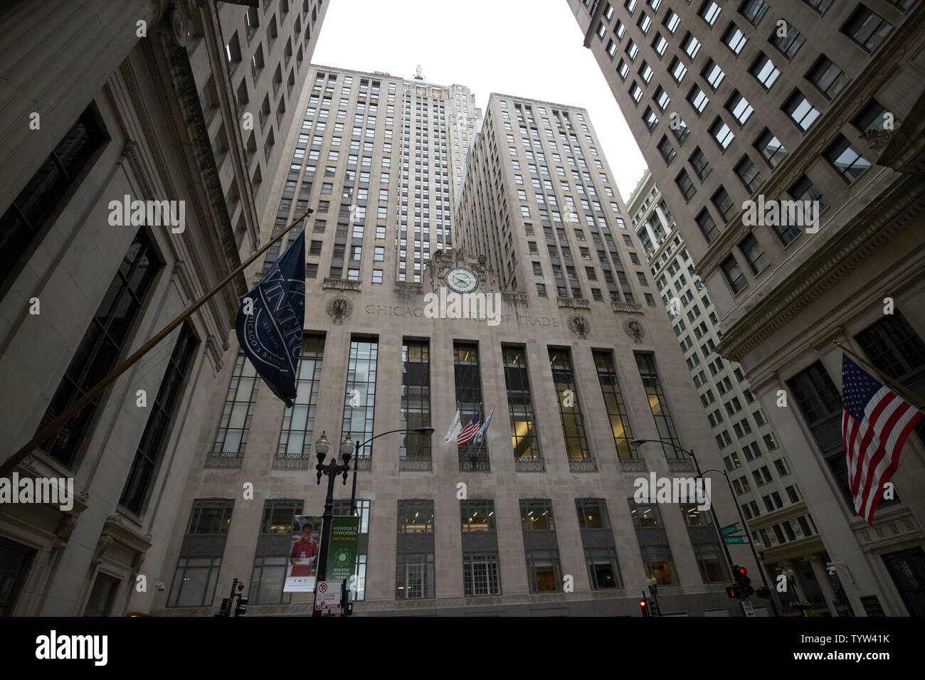 The chicago board of trade building on a dark overcast day in the financial district of the loop Chicago IL USA Stock Photo