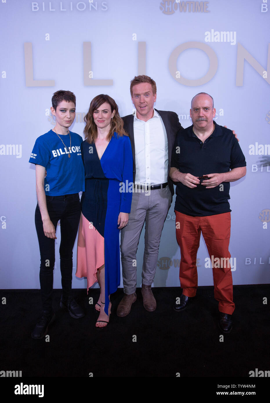 Asia Kate Dillon, Maggie Siff, Damian Lewis and Paul Giamatti arrive on the red carpet at the FYC Event for the Showtime Drama Series Billions on June 3, 2019 in New York City.   Photo by Serena Xu-Ning/UPI Stock Photo