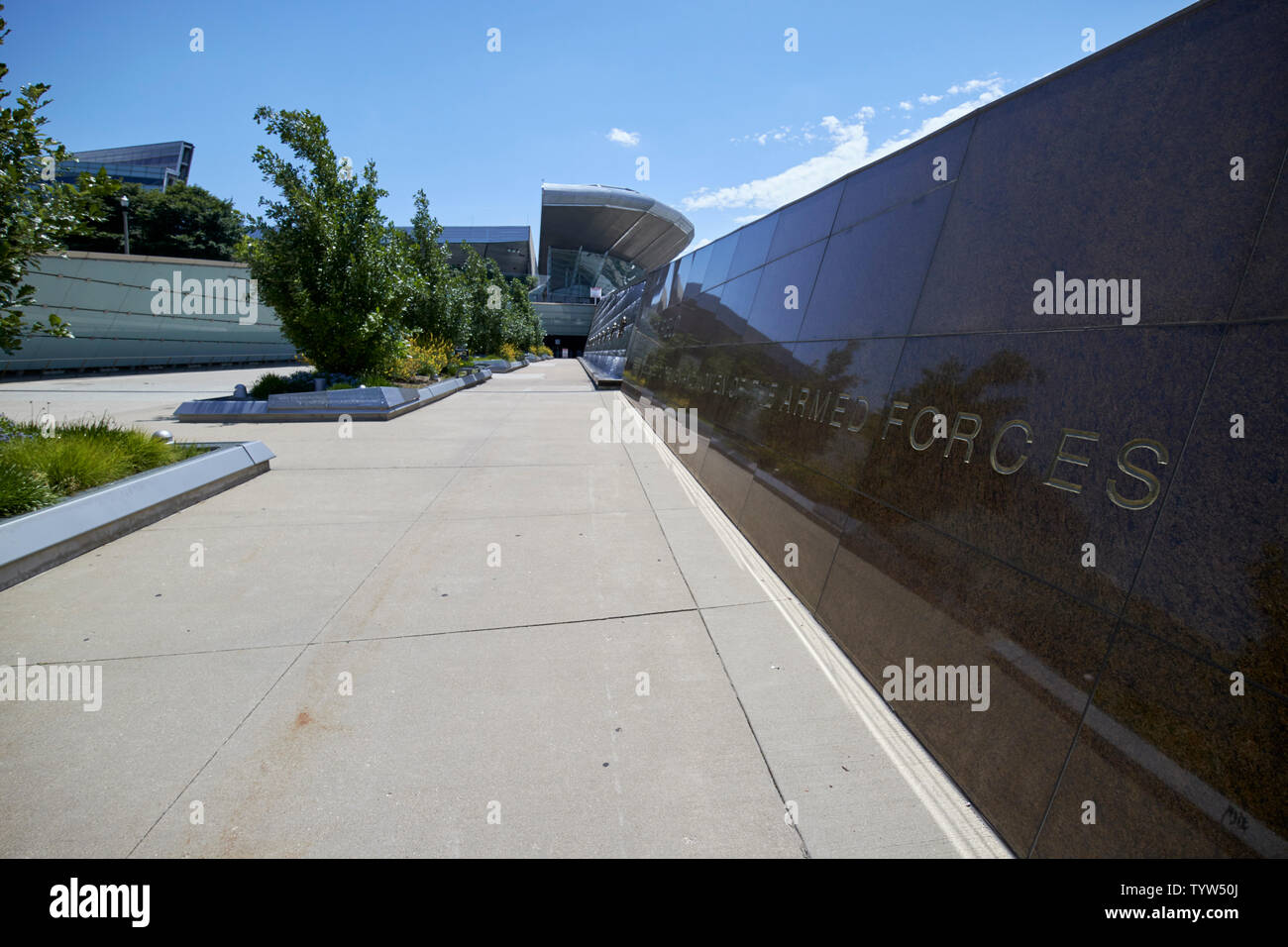 Soldier Field veterans memorial wall Chicago IL USA Stock Photo