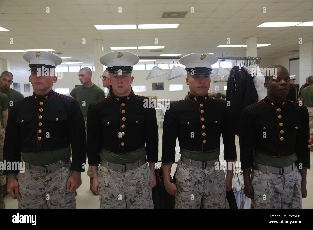 U.S. Marine Corps recruits with Platoon 3002, Kilo Company, 3rd