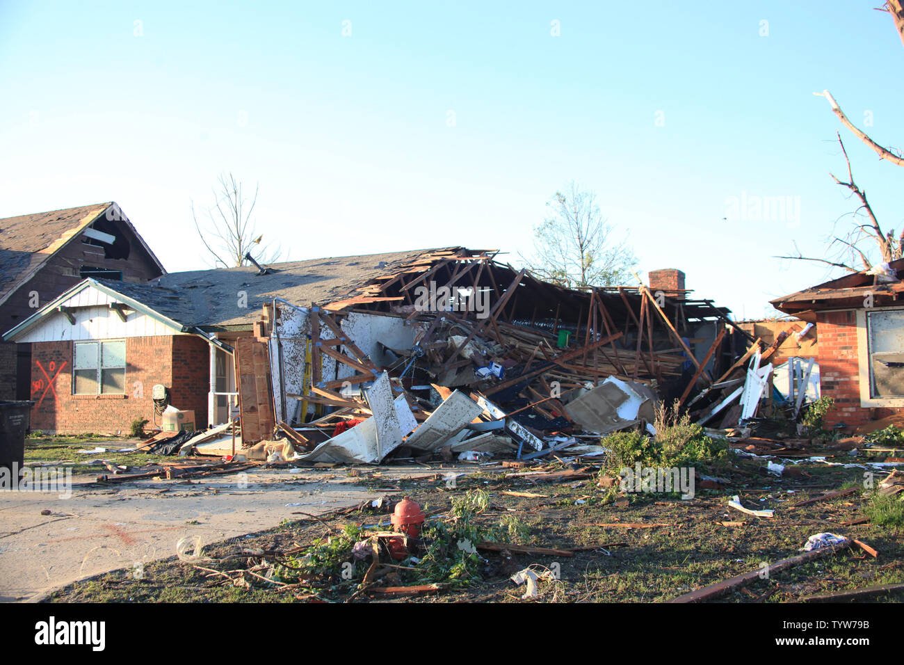 Destruction from the May 20 tornado that hit Moore, Oklahoma is seen on May 22, 2013. The EF-5 tornado cut a path of destruction approximately 17 miles by 1.3 miles wide and left 24 people dead.  UPI/J.P. Wilson Stock Photo