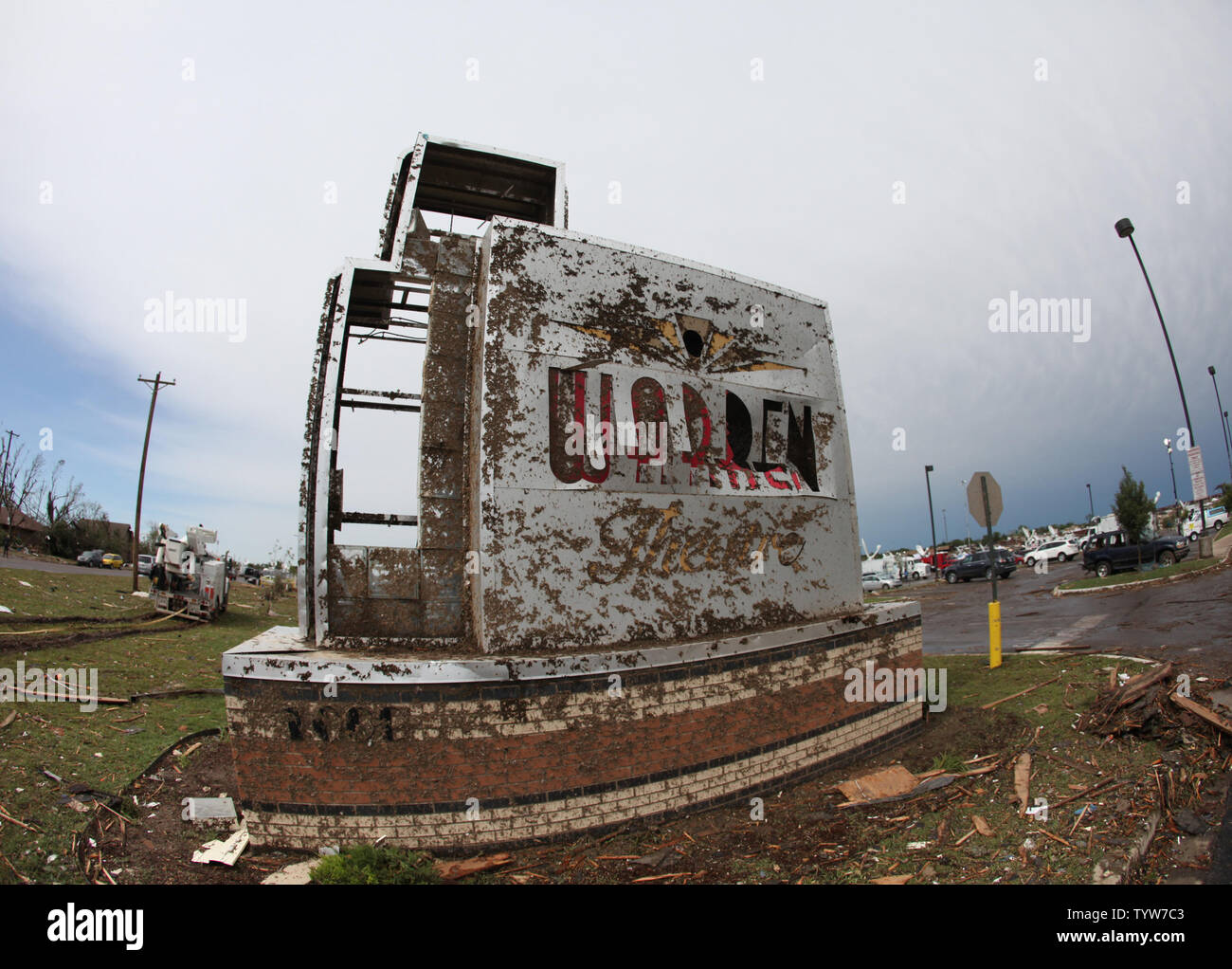 A path of destruction is seen in the aftermath of a series of tornadoes ...