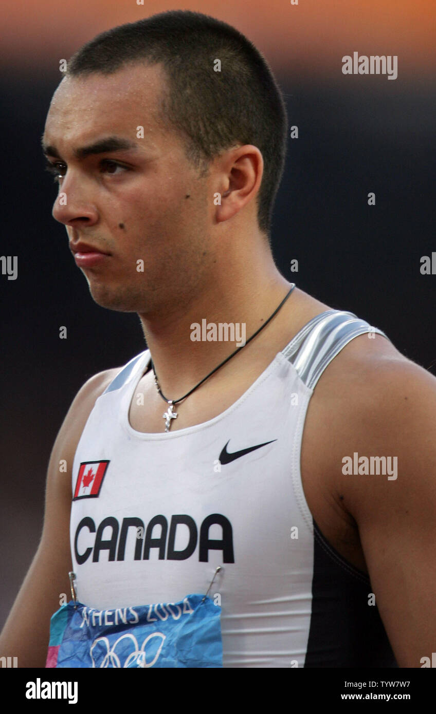Canadian sprinter Nicolas Macrozonaris prepares to compete in the 100 ...