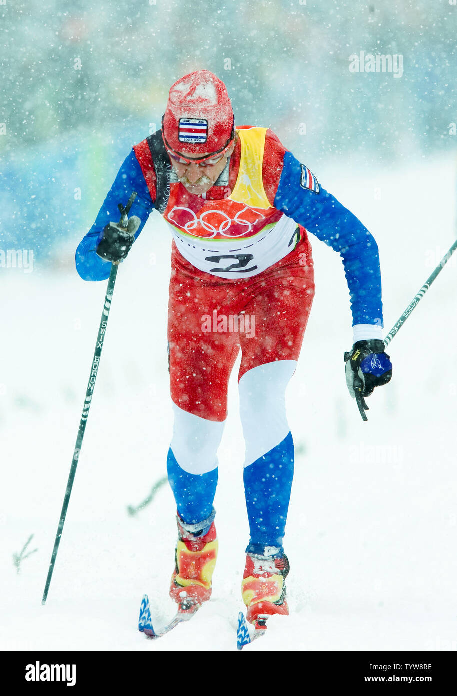 Arturo Kinch of Costa Rica races to the finish line, crossing second