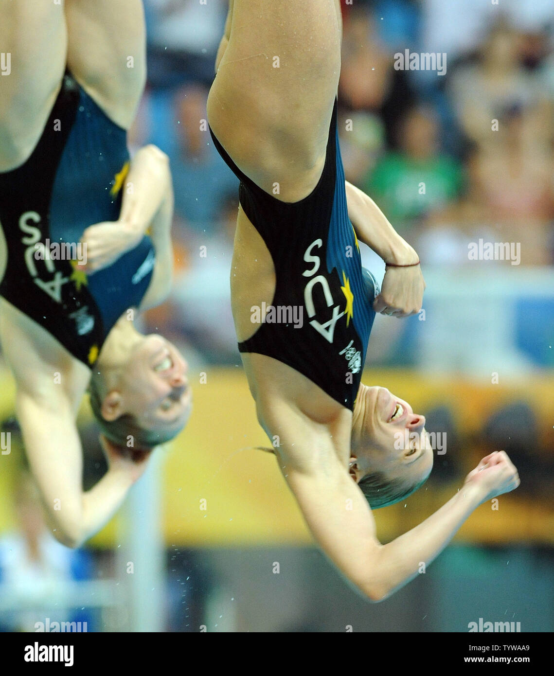 Australian divers Briony Cole and Sharleen Stratton compete in