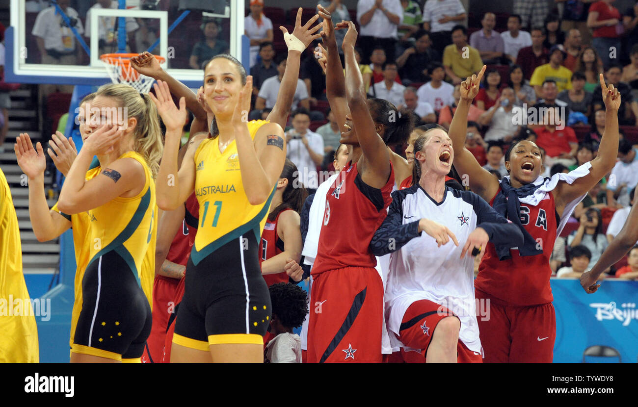 The Usa Team Celebrates A Win Over Australia In The Gold Medal Women S Basketball Game During The 08 Summer Olympics In Beijing On August 23 08 Usa Defeated Australia 92 65 To Win
