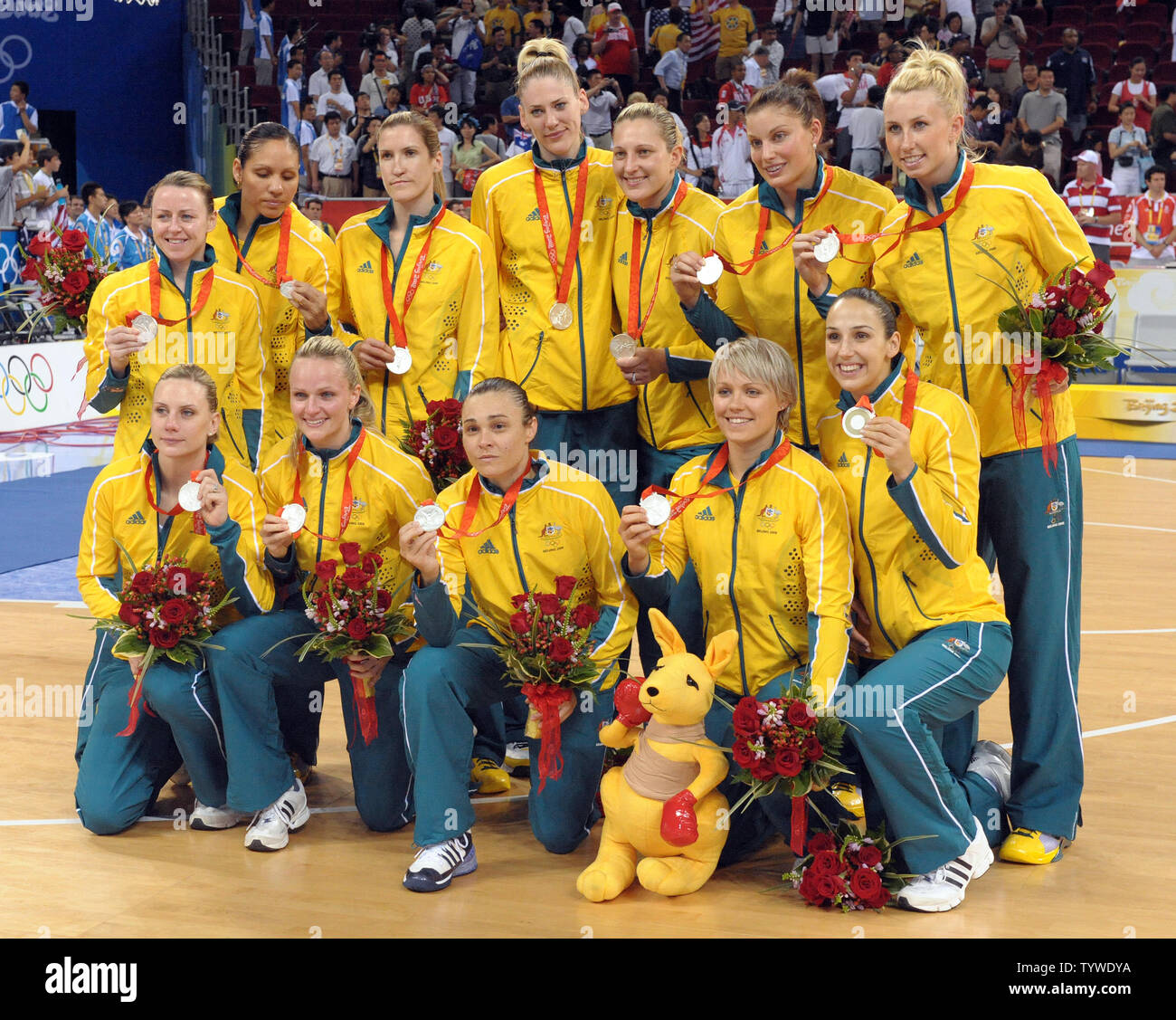 The Australian Teams Show Off Their Silver Medals Earned In The Gold Medal Women S Basketball Game During The 08 Summer Olympics In Beijing On August 23 08 Usa Defeated Australia 92 65 To