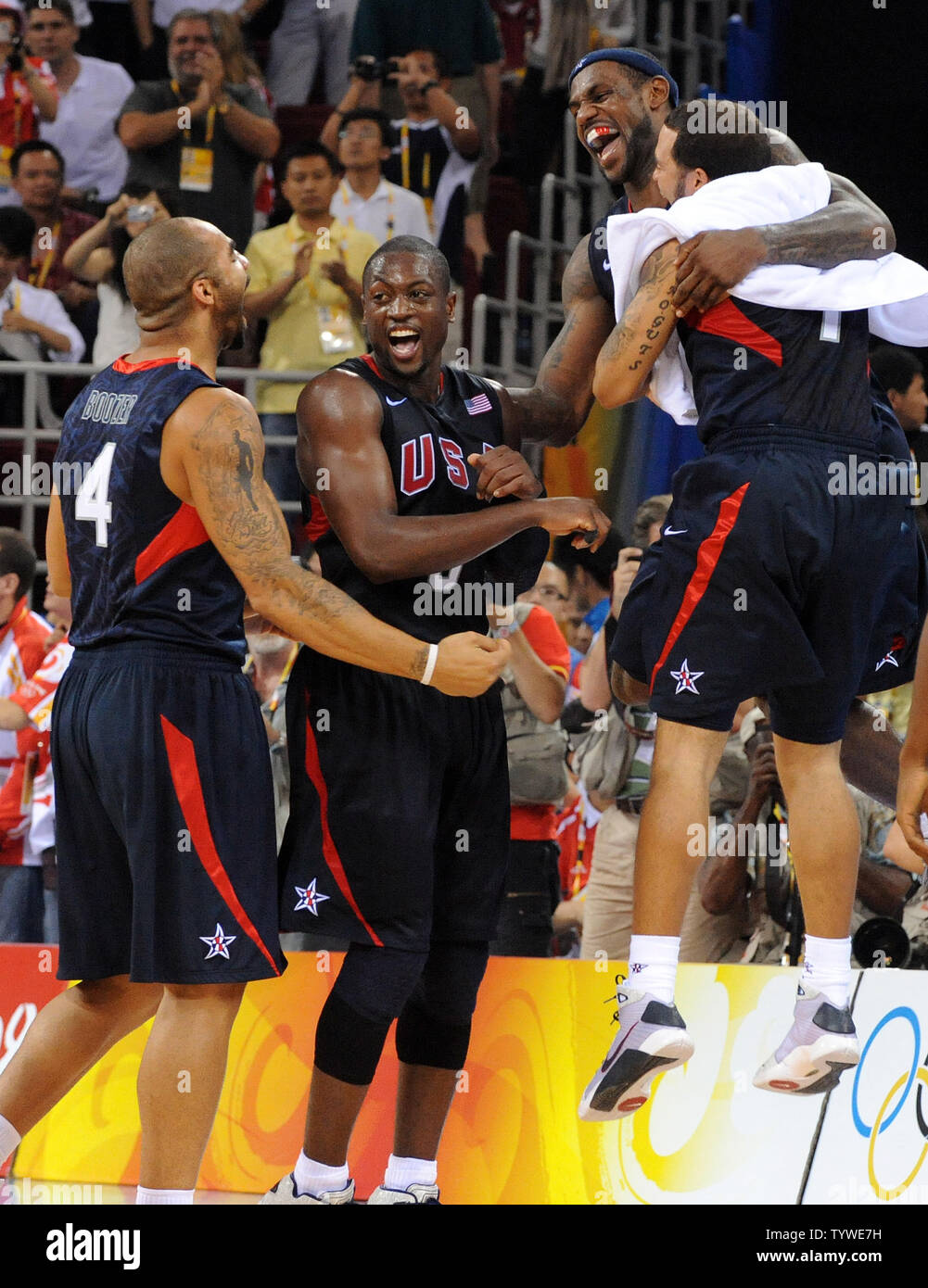 The Usa Team Celebrates Their Win Over Spain To Claim The Gold Medal For Men S Basketball During The 08 Summer Olympics In Beijing On August 24 08 The Us Won 118 To The Usa Team Celebrates Their Win Over Spain To Claim The Gold Medal For Men S Basketball During The 08 Summer Olympics In Beijing On August 24 08 The Us Won 118 To