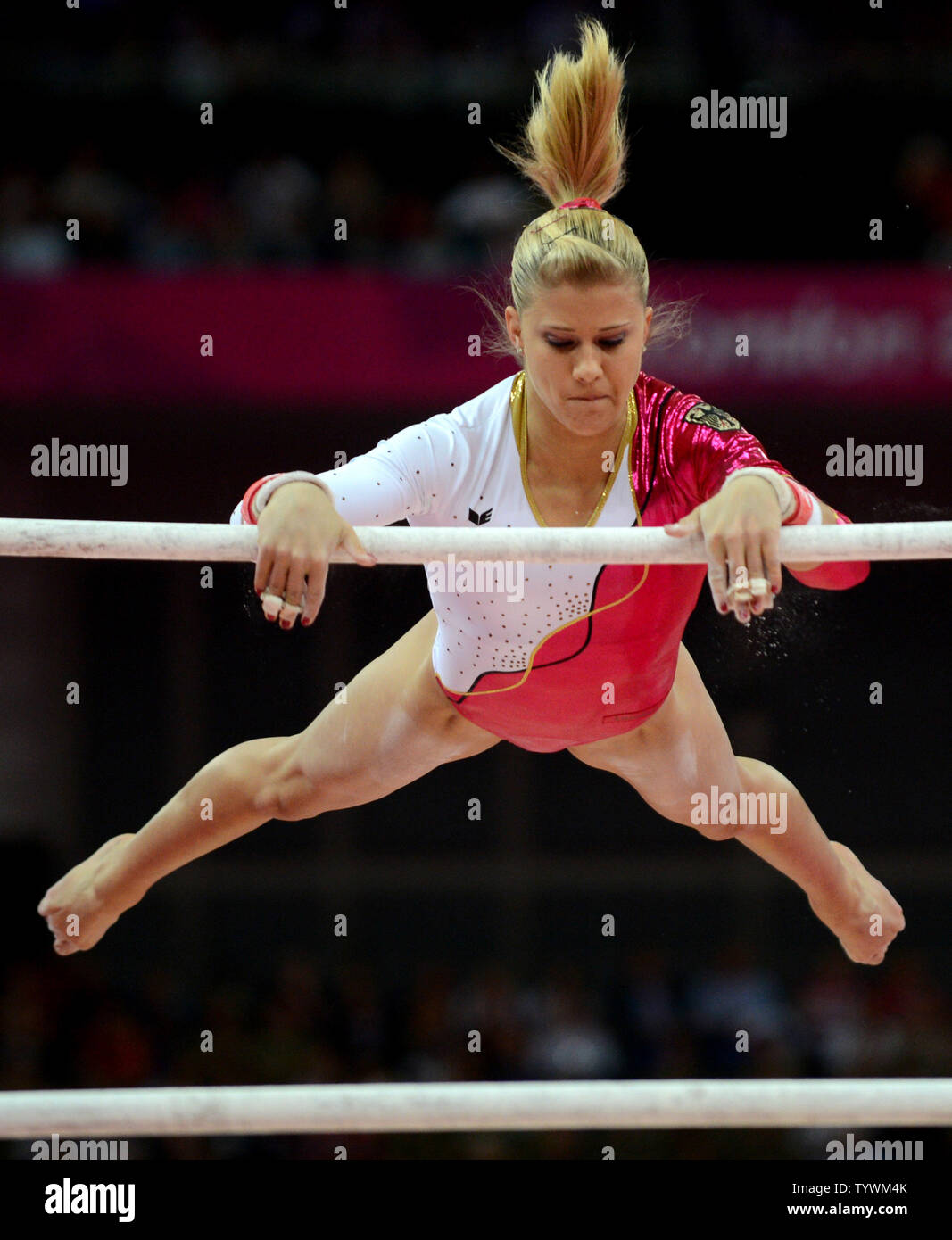 Germany's Elizabeth Seitz does her routine on the Uneven Bars during ...