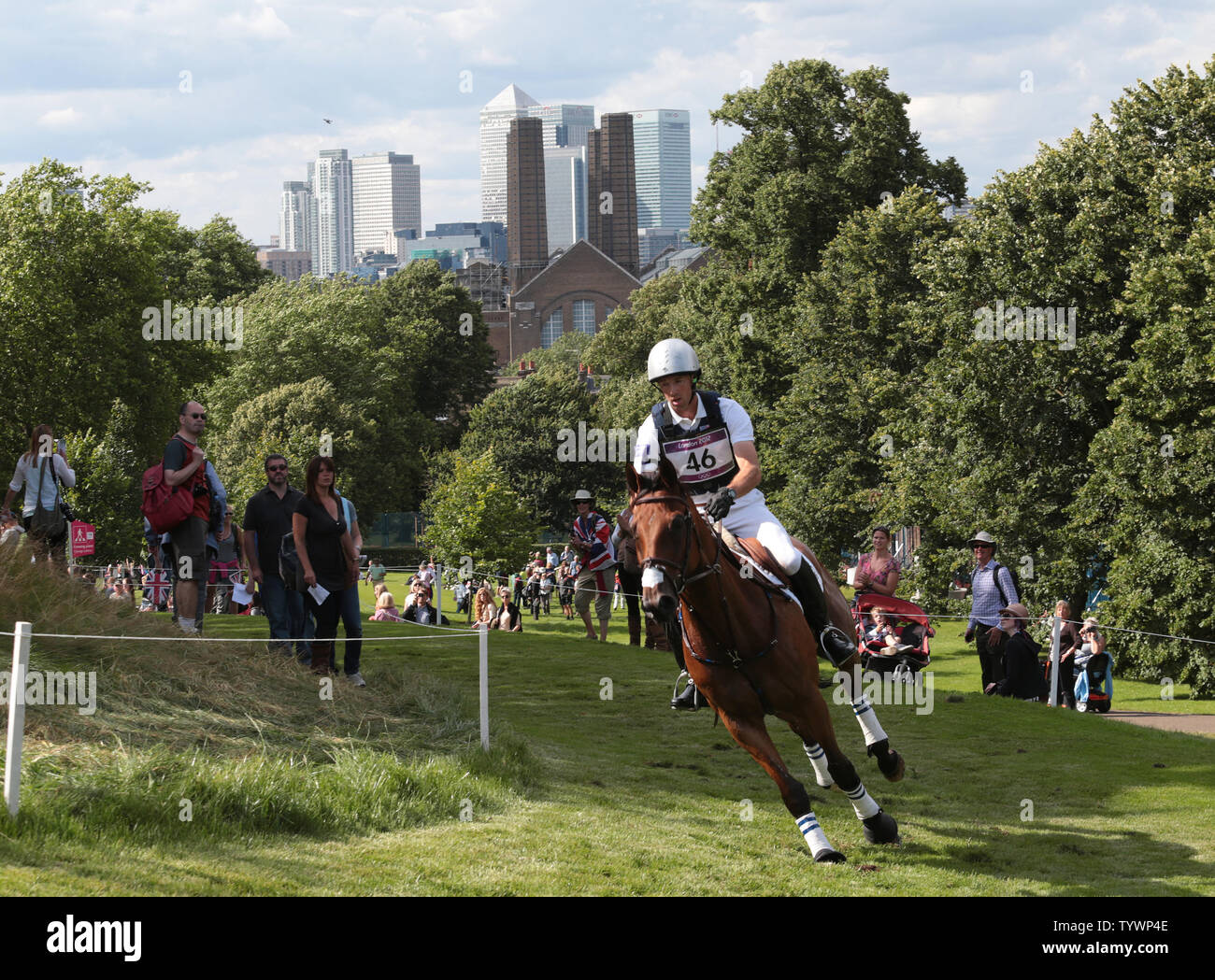 America's William Coleman rides in the Equestrian Cross Country at the