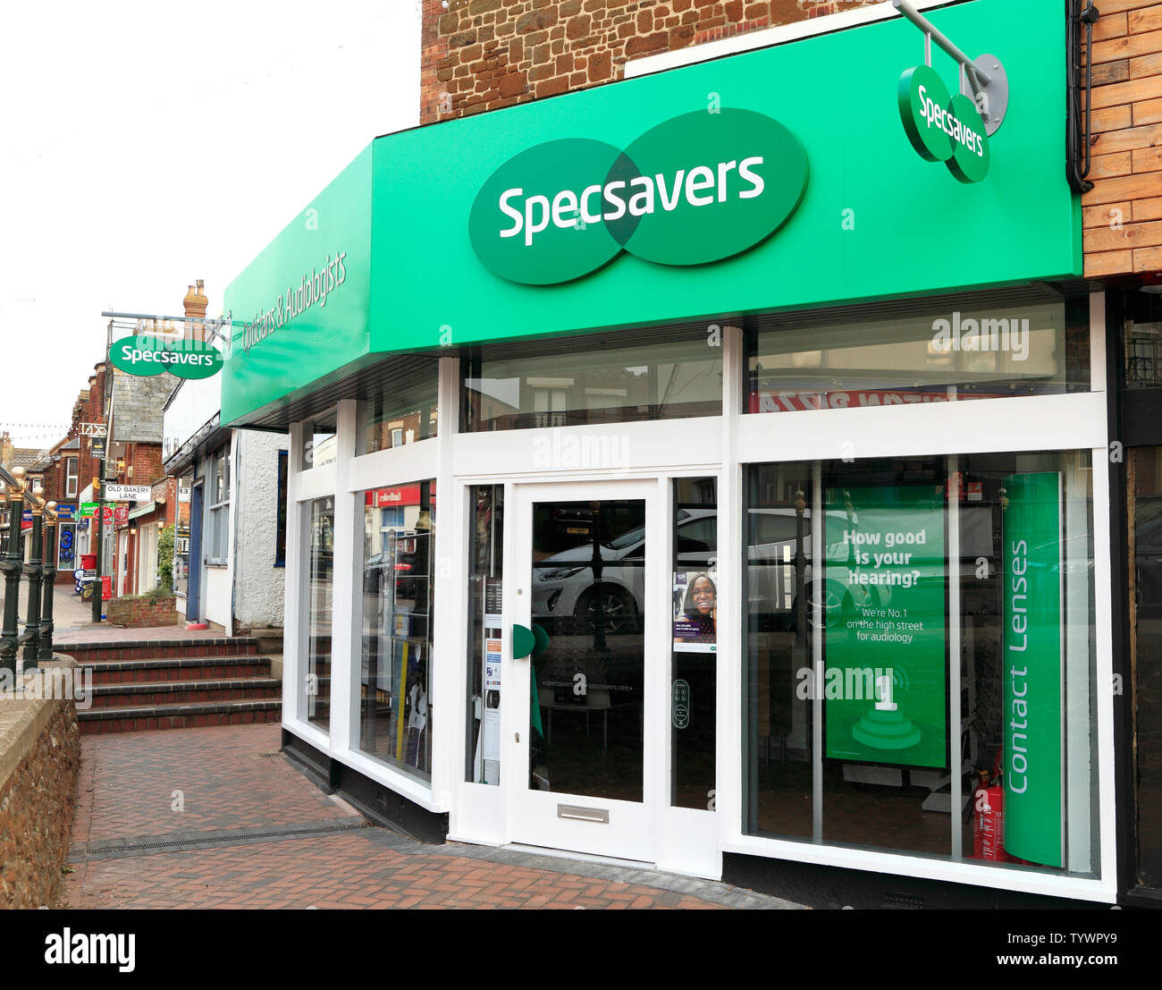 Specsavers, Shop, Sign, premises, eyecare, Hunstanton, Norfolk, UK Stock Photo
