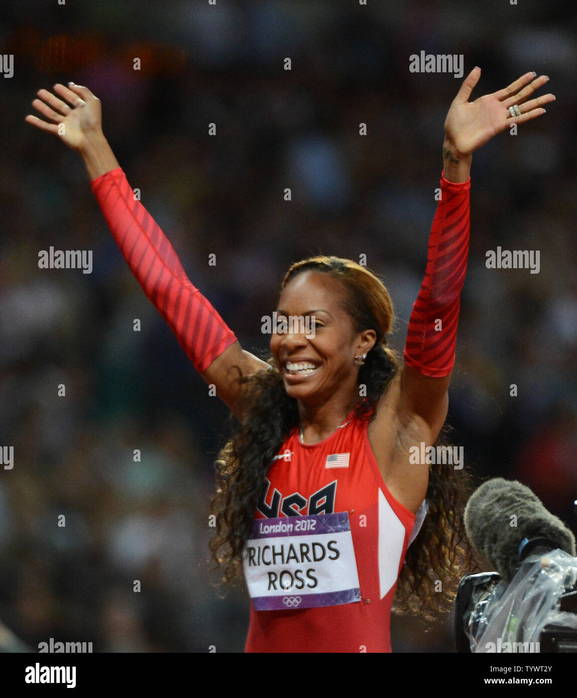 Sanya RichardsRoss of the USA celebrates winning the Women's 400M in