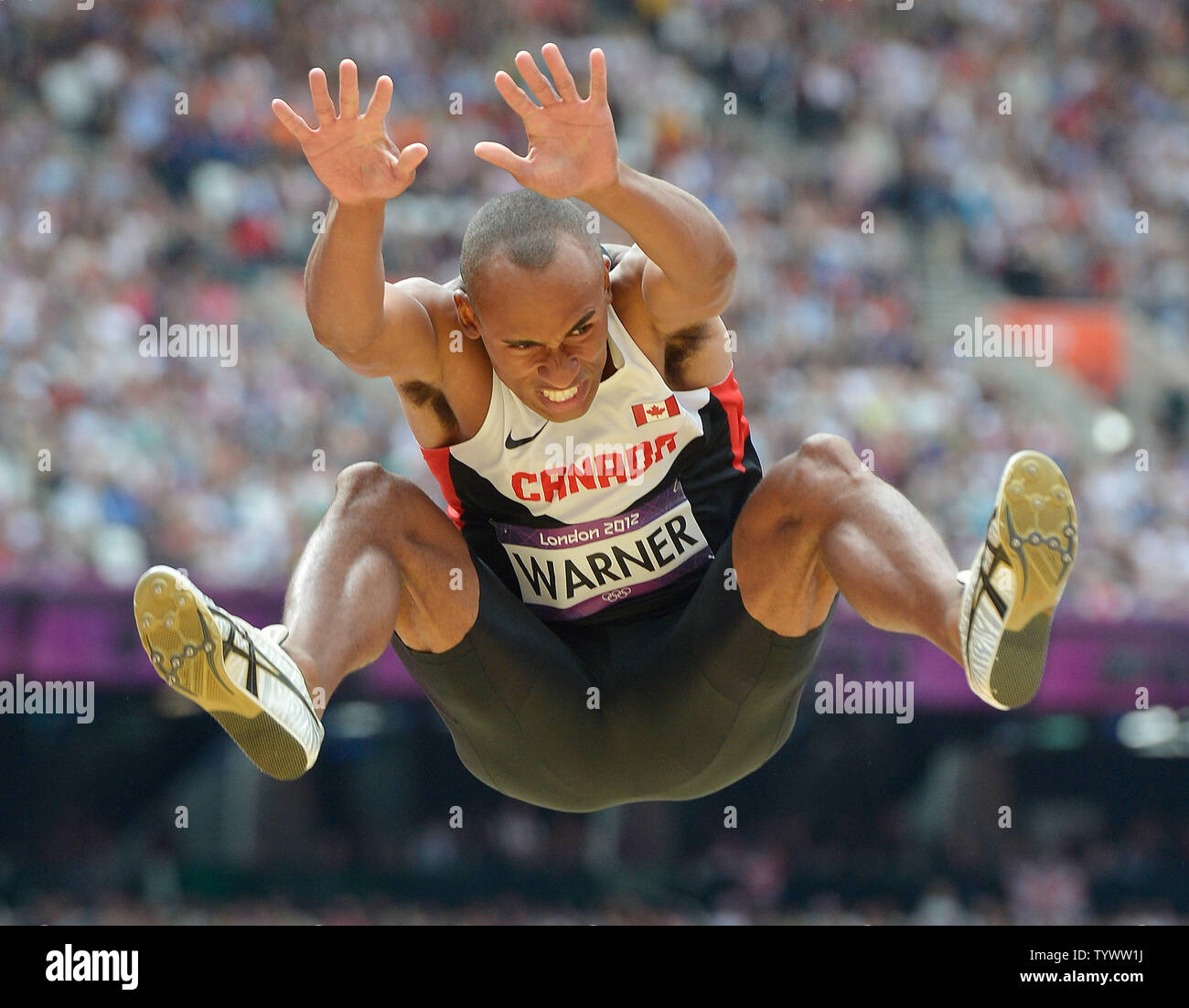 Damian Warner of Canada competes in the 