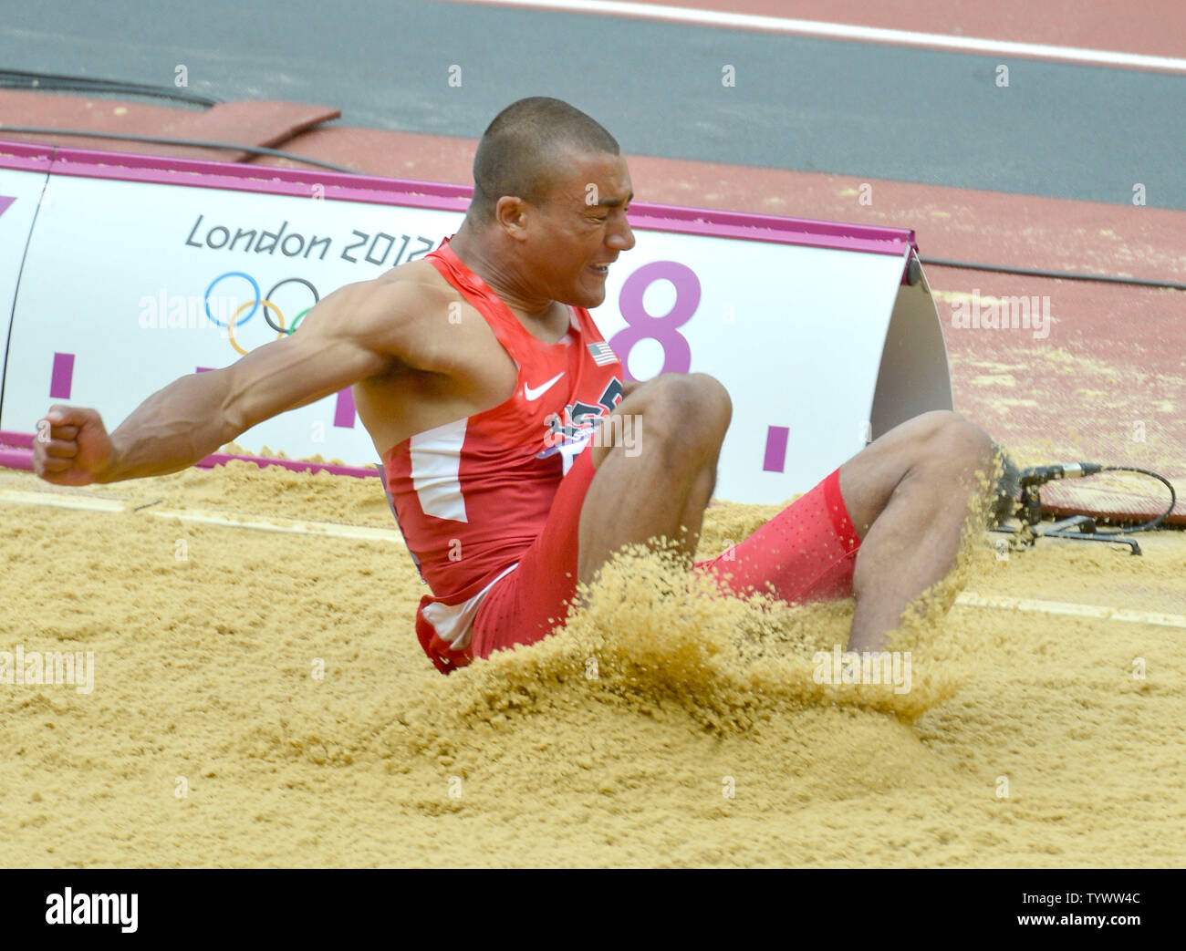 Ashton Eaton of the United States competes in the Long Jump of the Men