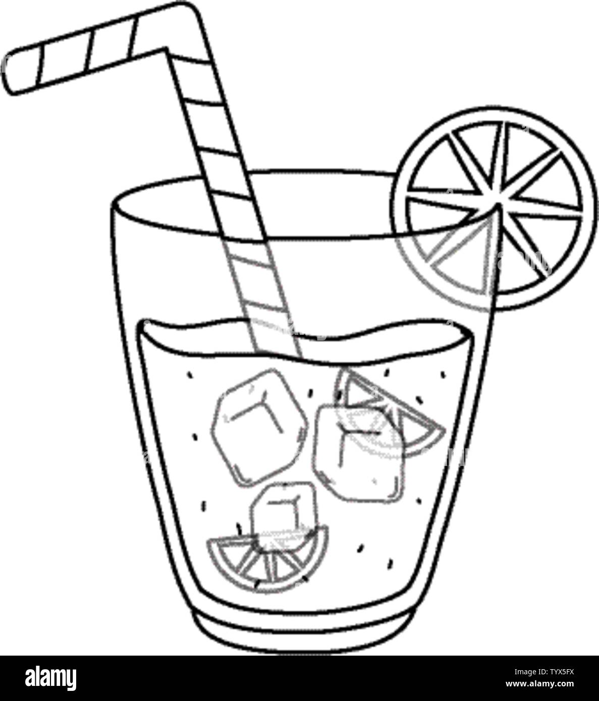 delicious tasty refresh fruit lemonade lemon juice glass cartoon vector