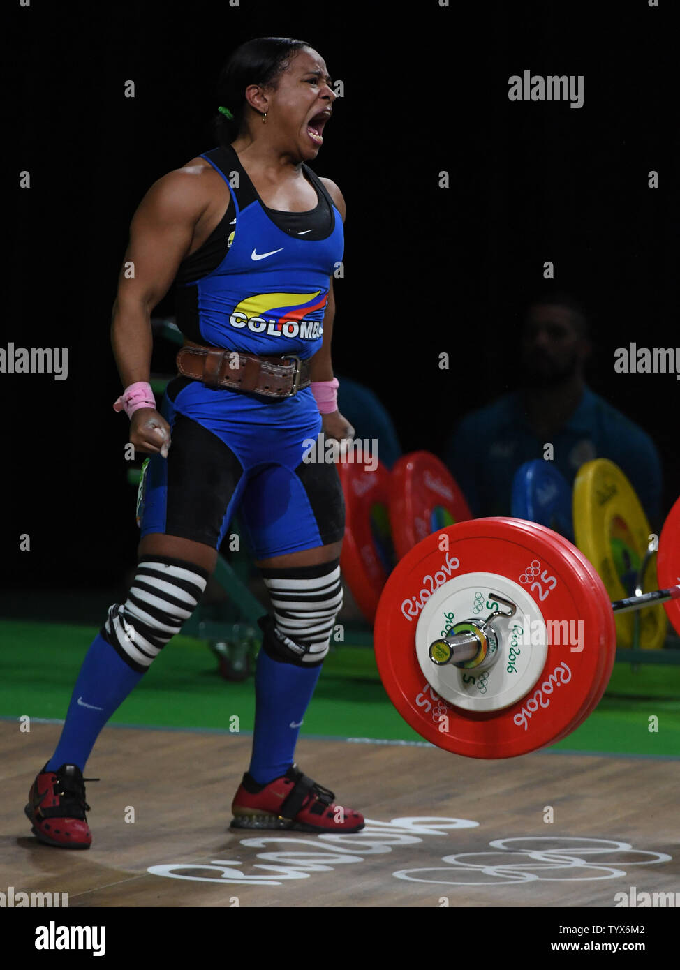 Mercedes Perez Of Columbia Reacts To A Good Lift At Women S 63 Kg Weightlifting At The 2016 Rio Summer Olympics In Rio De Janeiro Brazil August 9 2016 Pzrez Ranked Fourth In