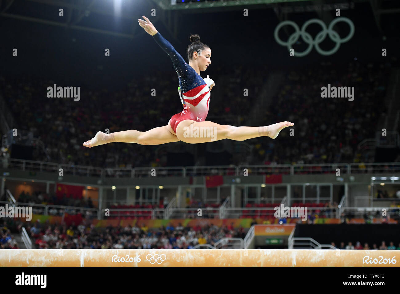 American gymnast Aly Raisman competes on the balance beam during the ...