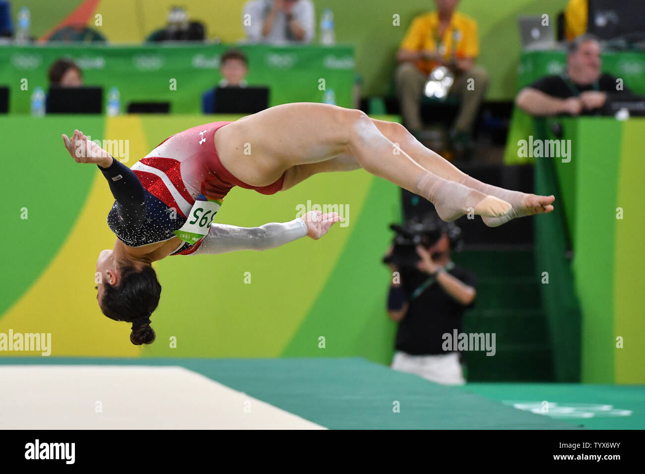 American gymnast Aly Raisman competes in the floor exercise during the ...