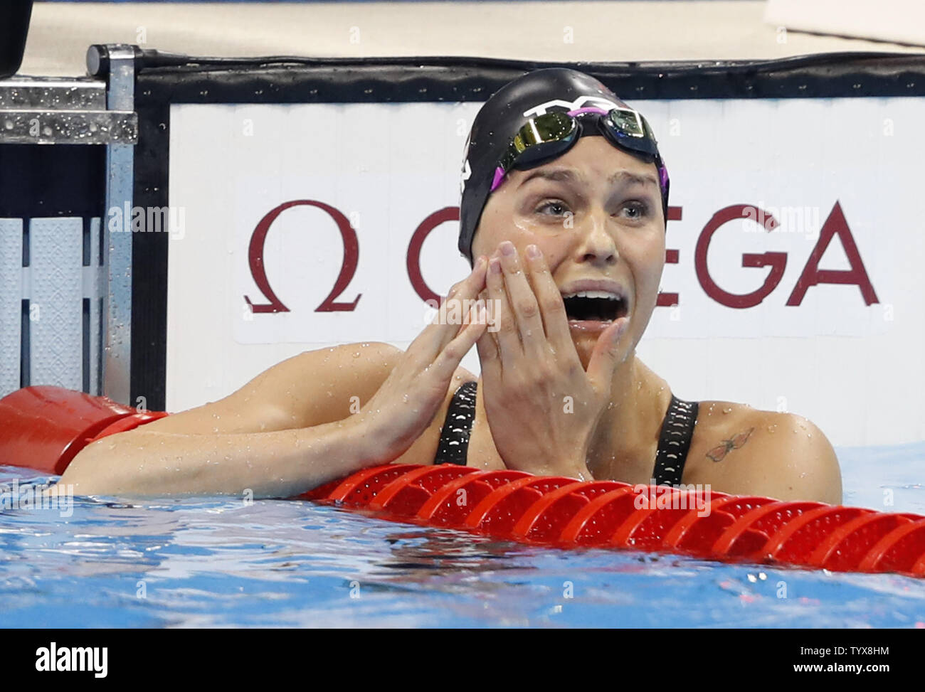 Pernille Blume of Denmark reacts after winning the gold medal in the ...
