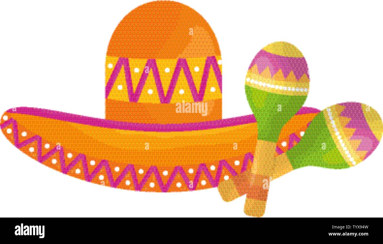 mexican hat with maracas vector illustration design Stock Vector Image ...