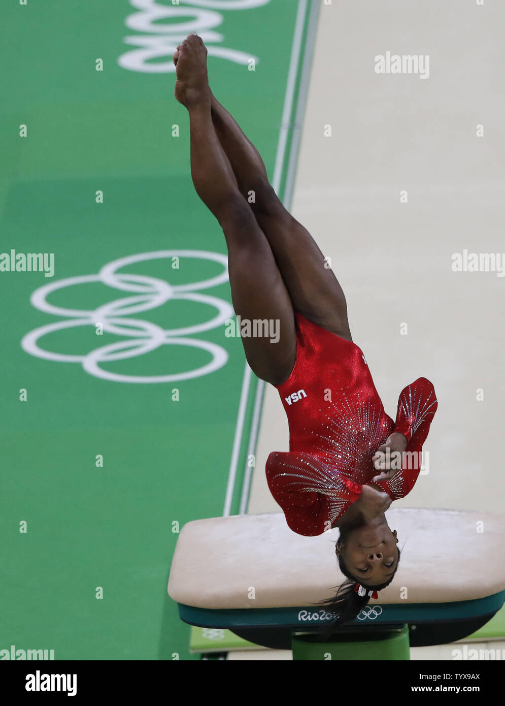 Usa S Simone Biles Competes In The Vault At Gymnastics At The 16 Rio Summer Olympics In Rio De Janeiro Brazil August 14 16 Biles Took The Gold Medal With A Score Of