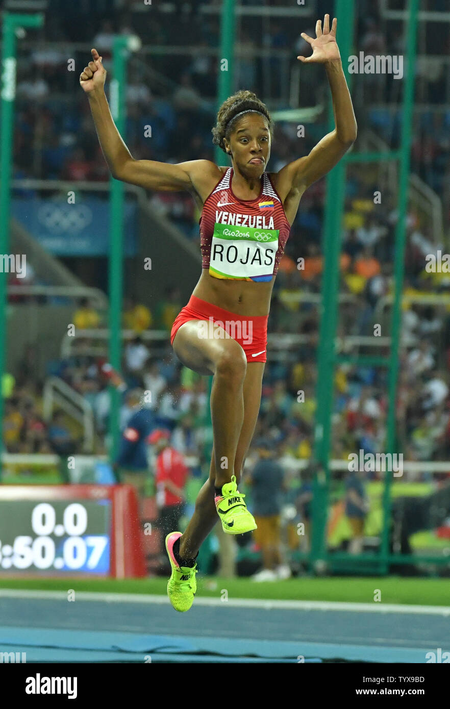 Yulimar Rojas of Venezuela competes in the Women's Triple Jump at the 2016  Rio Summer Olympics