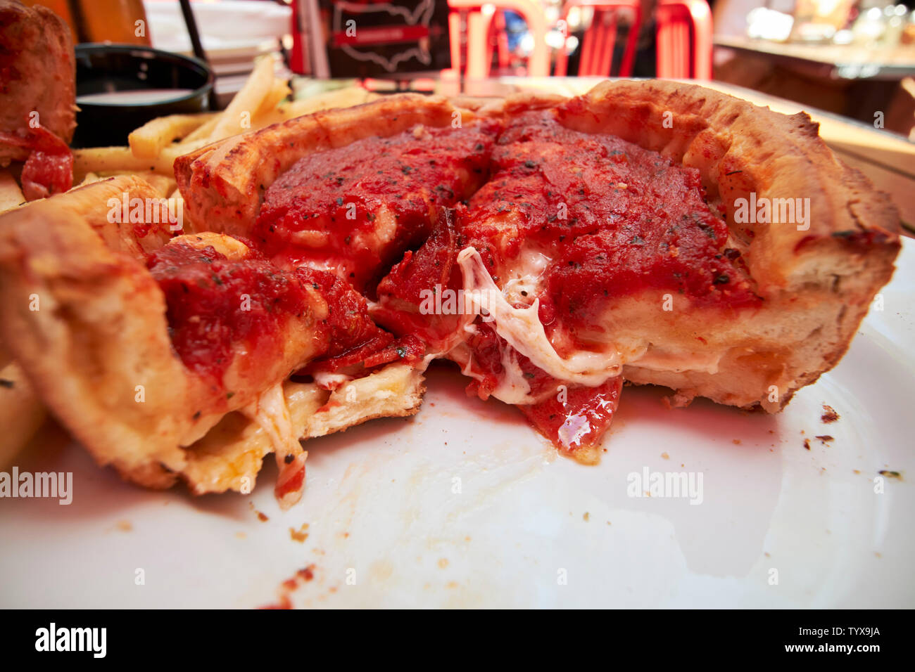 Giordanos famous chicago style stuffed deep dish pepperoni pizza for one Chicago IL USA Stock Photo