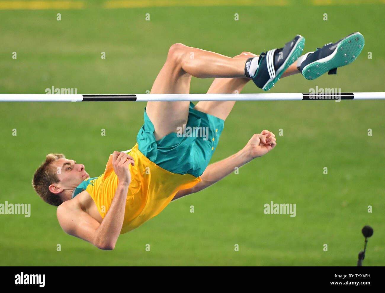 Cedric Dubler of Australia competes in the Men's Decathlon High Jump at the Olympic Stadium at the 2016 Rio Summer Olympics in Rio de Janeiro, Brazil, on August 17, 2016.        Photo by Kevin Dietsch/UPI Stock Photo