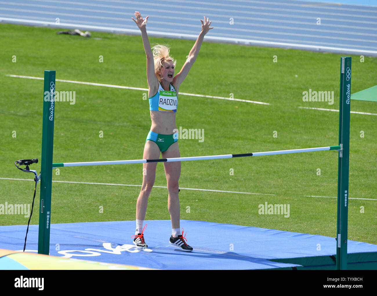 Svetlana  Radzivil of Uzbekistan competes in the Womne's High Jump Qualifier at Olympic Stadium at the 2016 Rio Summer Olympics in Rio de Janeiro, Brazil, on August 18, 2016. Photo by Kevin Dietsch/UPI Stock Photo