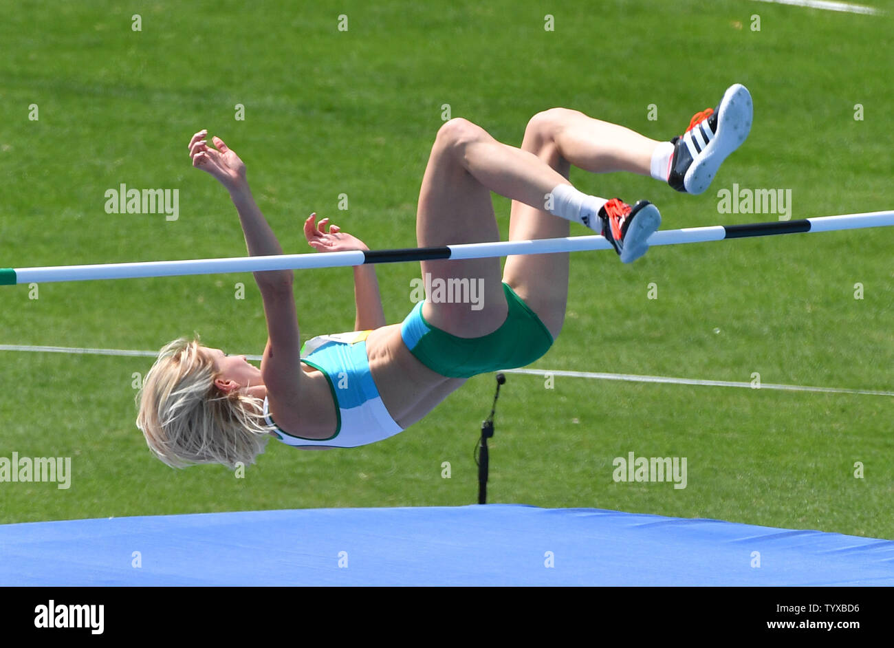 Svetlana  Radzivil of Uzbekistan competes in the Womne's High Jump Qualifier at Olympic Stadium at the 2016 Rio Summer Olympics in Rio de Janeiro, Brazil, on August 18, 2016. Photo by Kevin Dietsch/UPI Stock Photo